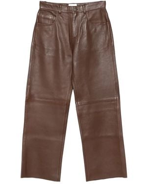 Haikure Five-Pocket Leather Pants - Brown