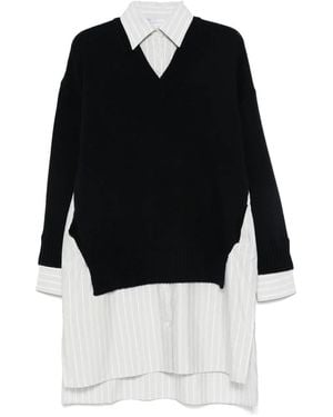 Stella McCartney Robe Midi À Col Ras Du Cou - Black
