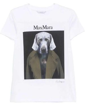 Max Mara Calca Print Short-Sleeve T-Shirt - White