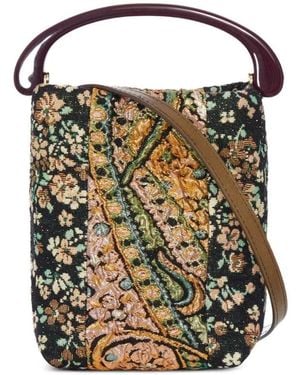 Dries Van Noten Crisp Micro Bag With Multicoloured Floral Print - Black