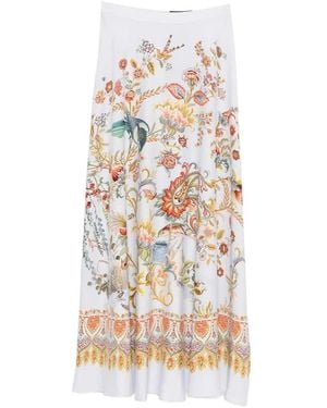 Etro Long Floral Semi-Circle Skirt - White