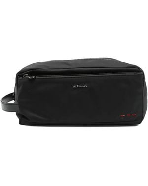 Kiton Beauty Case Con Logo E Lettering - Nero