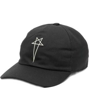 Rick Owens Signature Baseball Cap With Adjustable Closure And Front Star Accent - Black