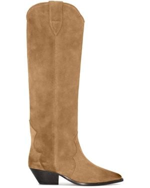 Isabel Marant Denvee Suede Leather Boots - White
