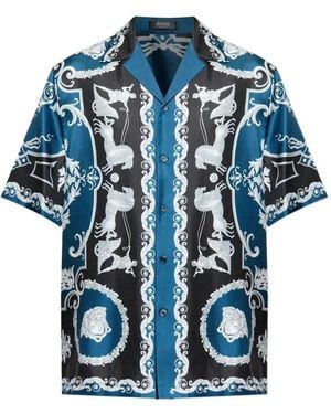 Versace Silk Short-Sleeve Shirt - Blue