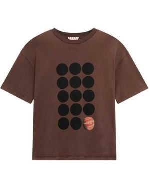 Marni Cotton T-Shirt With Planet Print - Brown