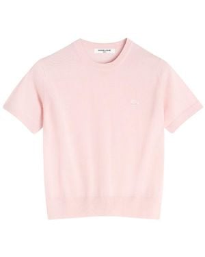 Maison Kitsuné Maglia Regular Manica Corta Con Patch Fox Baby - Rosa