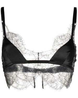 Dolce & Gabbana Satin Bralette With Lace Detail - Black