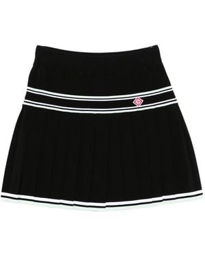 CASABLANCA Pleated Viscose Miniskirt - Black