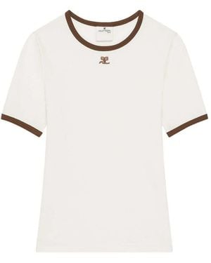 Courreges T-Shirt With Contrasting Trim - White