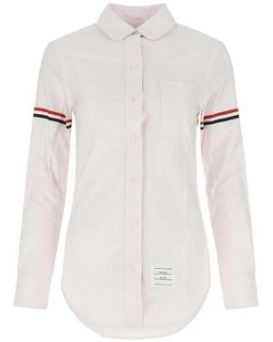 Thom Browne Classic Button-Down Shirt With Striped Arm Bands - White