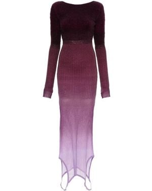 The Attico Ribbed Midi Dress - Purple
