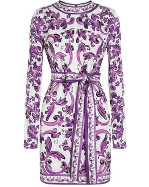 Dolce & Gabbana Short Printed Dress - Purple