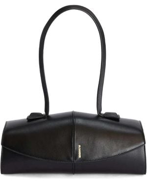 Jil Sander Linea Leather Shoulder Bag - Black