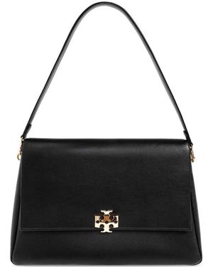 Tory Burch Leather Tote Bag With Logo Plaque - Black