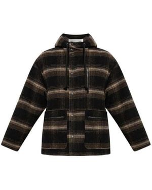 Isabel Marant Kiril Hooded Checked Jacket - Black