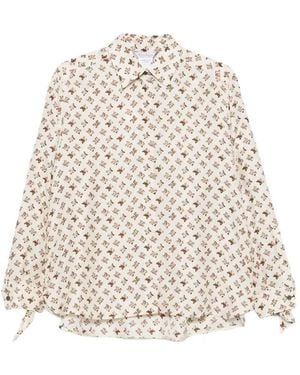 Max Mara Oversized Printed Silk Shirt - White