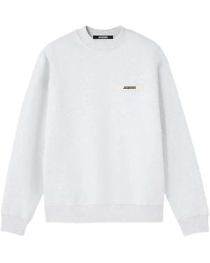 Jacquemus Crewneck Sweatshirt With Logo And Patch - White