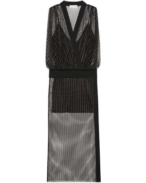 Sportmax Long Jersey And Rhinestone Dress - Black