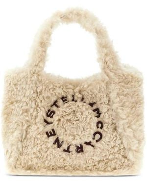 Stella McCartney Shearling-Effect Tote Bag With Logo - Natural