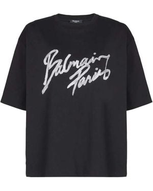 Balmain Logo Cotton T-Shirt - Black