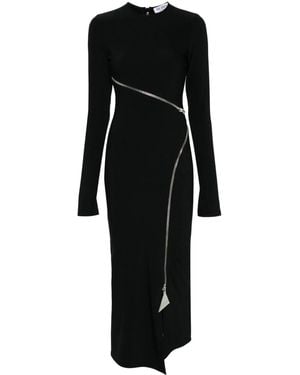 The Attico Midi Dress With Zip - Black