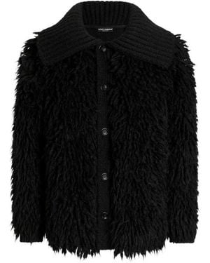 Dolce & Gabbana Faux-Fur Effect Cardigan - Black