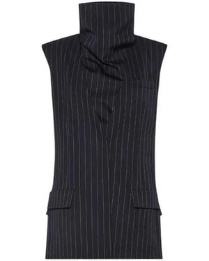Sportmax Pinstriped Wool Sleeveless Jacket - Blue