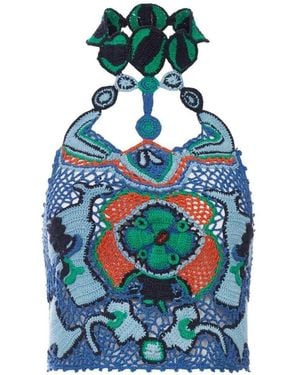 Etro Crocheted Crop Top - Blue
