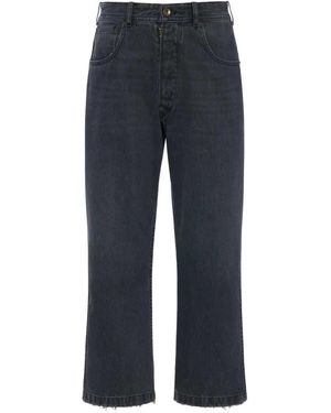 Maison Margiela Cropped Trousers With Fringe - Blue