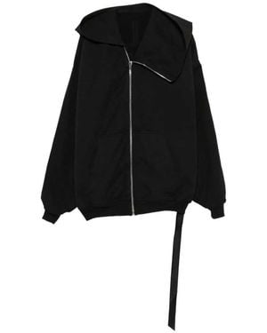 Rick Owens Hooded Mountain Jacket With Asymmetric Zip - Black