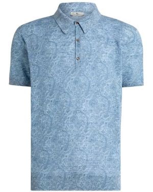 Etro Polo Shirt With Floral Pattern - Blue