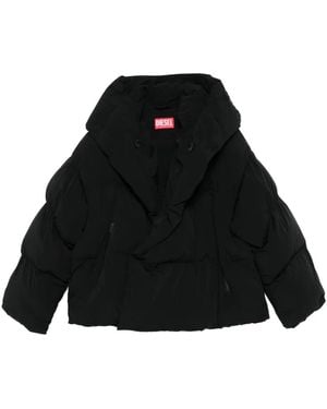 DIESEL Hooded Down Jacket - Black