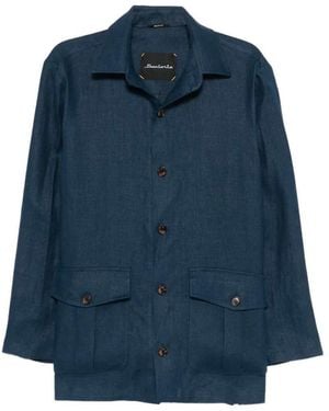 Sartorio Napoli Linen Blend Field Jacket - Blue