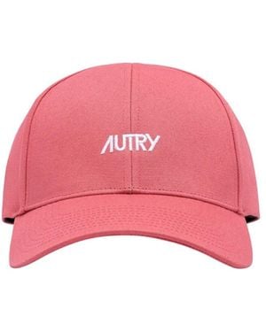 Autry Baseball Hat With Contrast Embroidered Logo - Pink