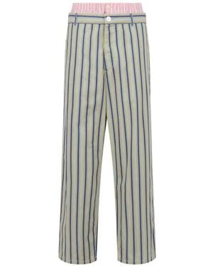 Marni Striped Wide-Leg Trousers - White