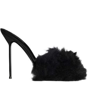 Paris Texas Furry Mule - Black