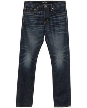 Tom Ford Jeans With Belt Loops And Logo Patch - Blue