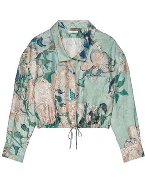 Givenchy Short Silk Shirt With Rose Print - Green