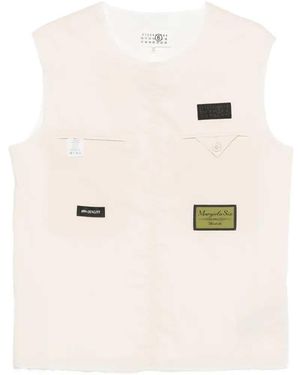 MM6 by Maison Margiela Vest With Logo Patch - Natural