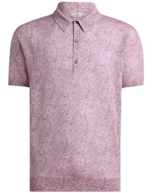 Etro Polo Shirt With Floral Pattern - Pink