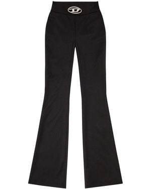 DIESEL Wool-Blend Flared Knit Trousers - Black