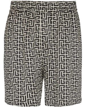 Balmain Monogram Shorts - Black