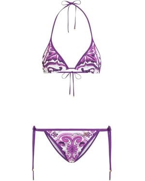 Dolce & Gabbana Majolica Print Bikini - Purple