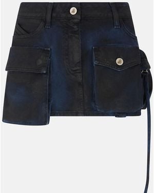 The Attico Faded Rubberized Canvas Mini Skirt - Blue