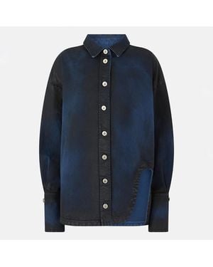 The Attico Oversized Faded Canvas Short Coat - Blue