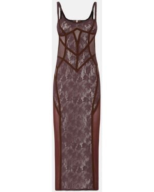 The Attico Lace Midi Dress - Purple