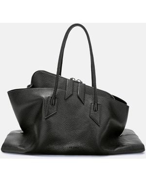 The Attico Grained Leather Top-Handle Tote - Blue
