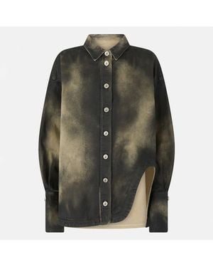 The Attico Faded Washed Canvas Short Coat - Green