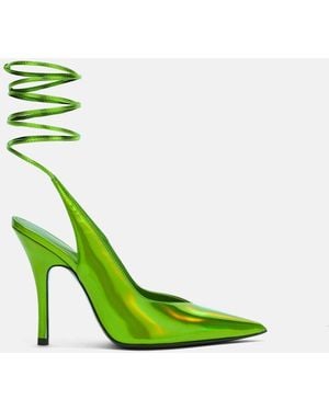 The Attico "Venus" Hollographic Slingback" - Green